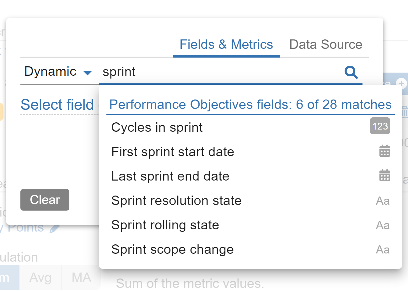 Dynamic Sprint fields POFJ