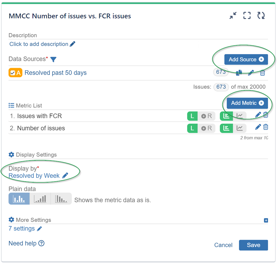 MMCC gadget FCR vs Number of issues settings