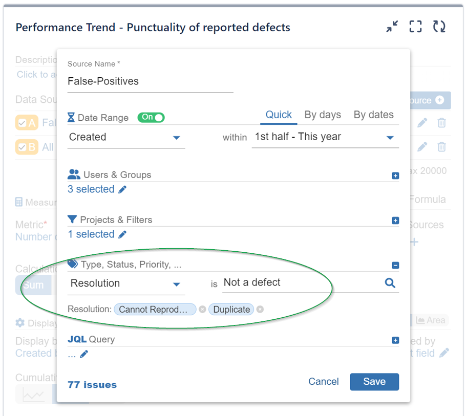 Punctuality of reported defects in Jira False Positives 2