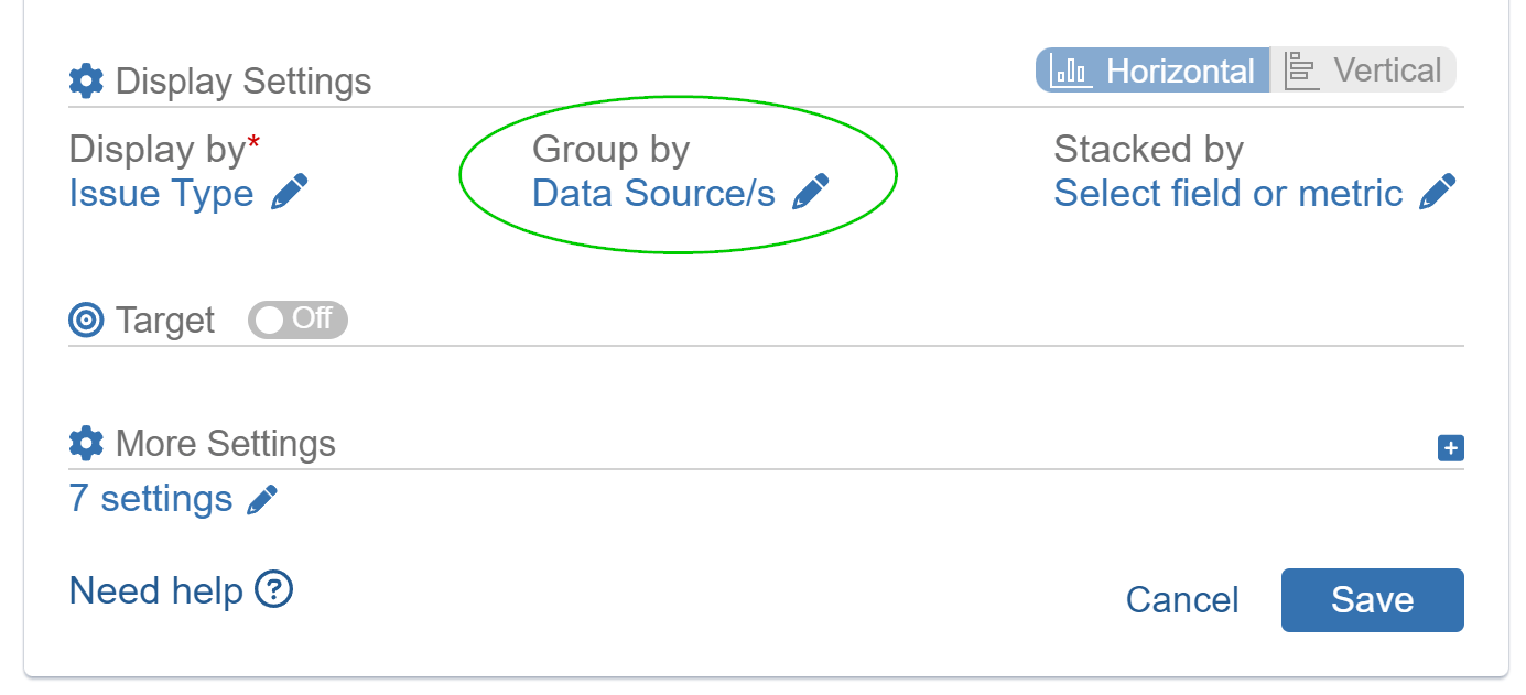 Group by data sources settings jira