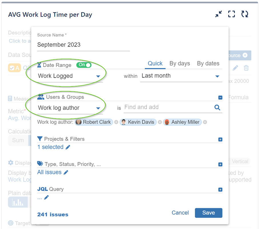 average worklog time per author settings
