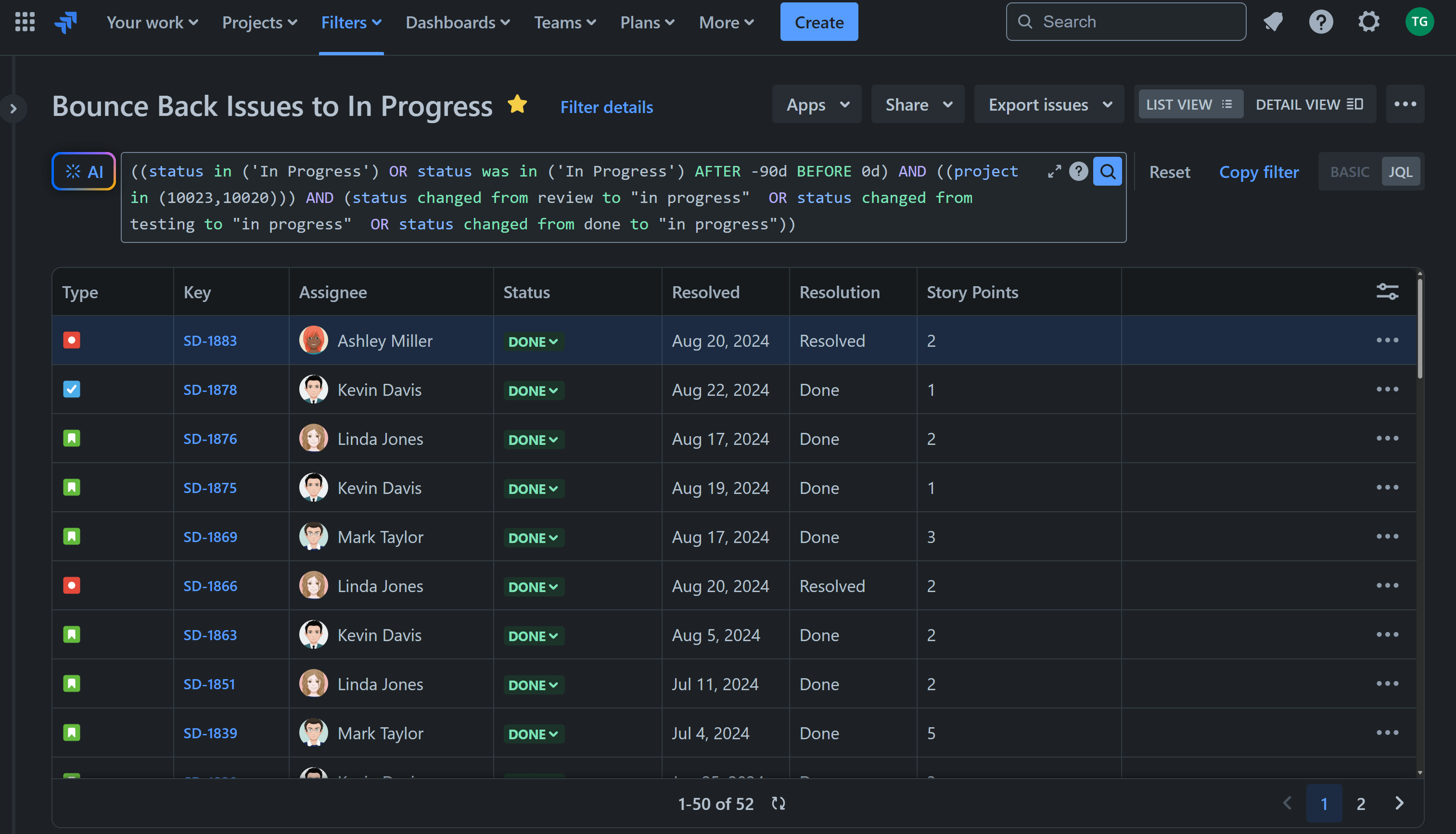 Filter Bounce Back Issues in Jira 1