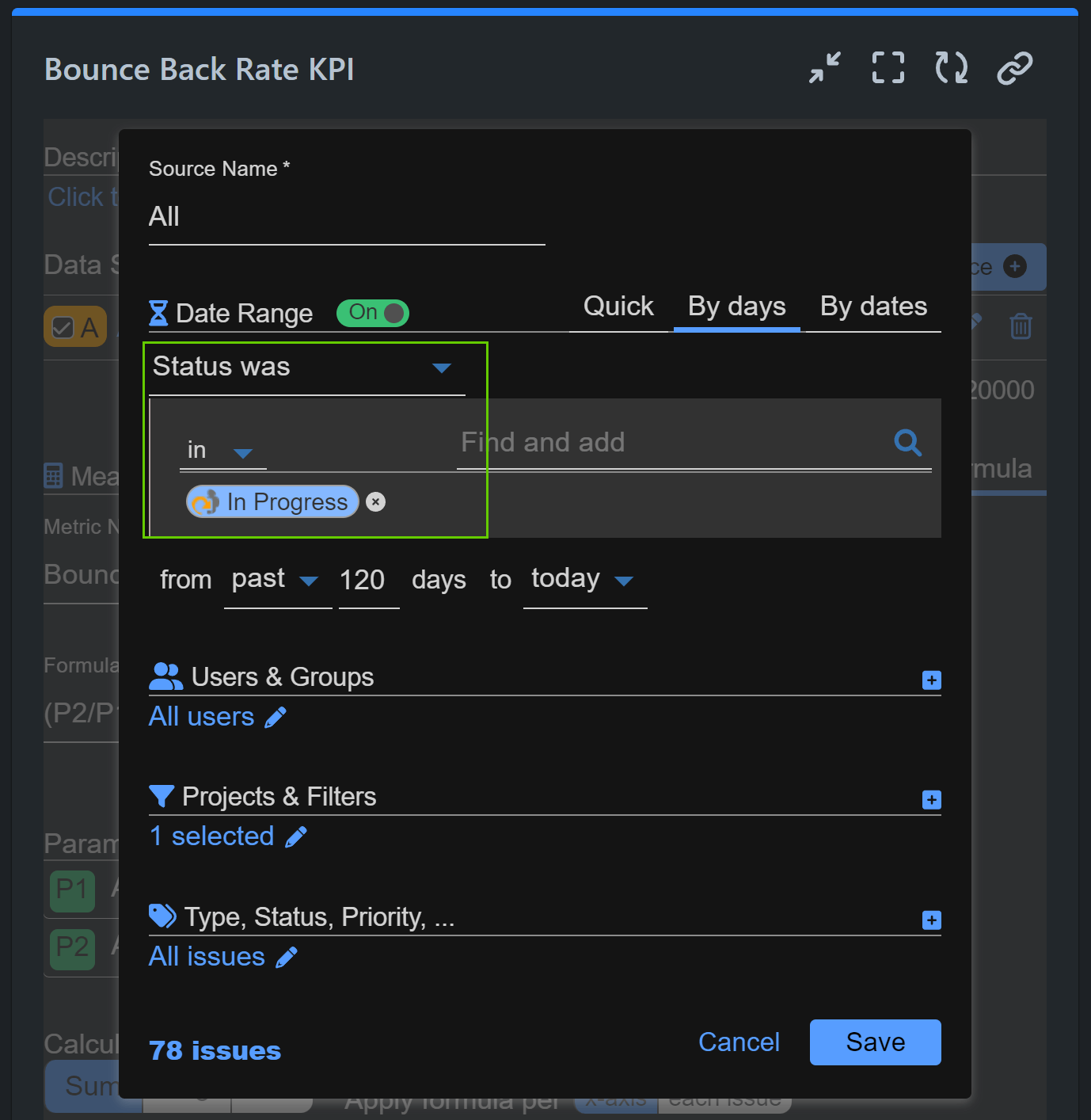 bounce back rate data sourcee settings